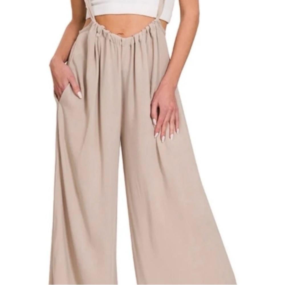 Zenana Outfitters Women's Light Cement Wide-Leg Pants